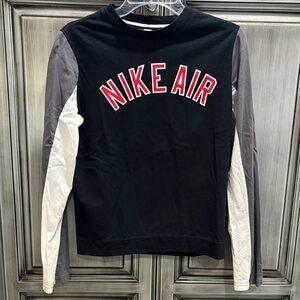 Nike Air Black Shirt with Red Logo and Gray Sleeves